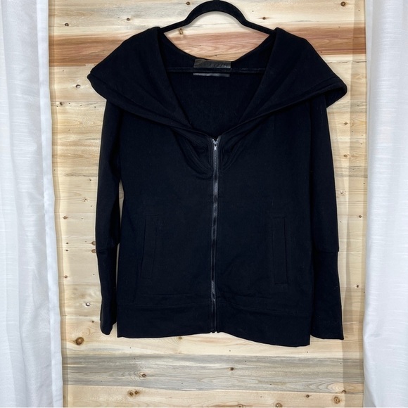 Hoodie Jacket Norma Kamali Hoodie Sweats Norma Kamali Black Zip Up